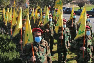 Hezbollah holds a military parade in the town of Riyaq in Lebanon's Bekaa Valley in February. AFP
