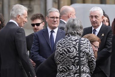 Keir Starmer, centre, and the Commons Speaker, Lindsay Hoyle, right. PA