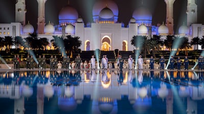 The UAE Armed Forces Honour Guard takes part in the Commemoration Day ceremony at Wahat Al Karama. Photo: Mohamed Al Hammadi / Ministry of Presidential Affairs