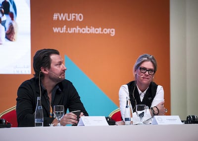 Rasmus Astrum and Barbara Romer at the World Urban Forum in Abu Dhabi. Reem Mohammed / The National