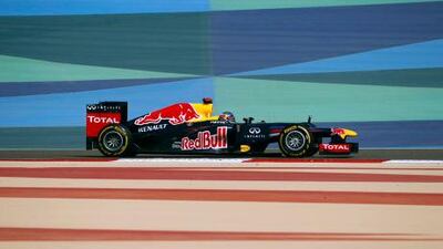 Sebastian Vettel on his way to pole position in Bahrain.