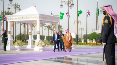 Mr Johnson is in Saudi Arabia on an official visit, during which he is expected to ask for an increase in Saudi oil production to counter the recent sharp rise in global oil prices.