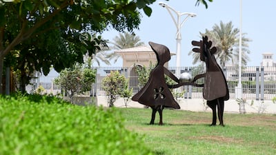 Lebanese artist Nadim Karam's 'Grasping the World' at the Special Olympics Gardens outside Manarat Al Saadiyat, Abu Dhabi. Khushnum Bhandari / The National