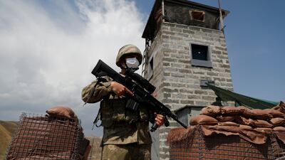 A Turkish soldier guards a military post on the Turkish-Iranian border in Van province, Turkey. Reuters