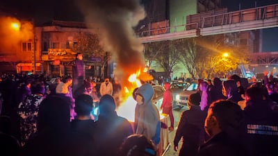 A protest in Tehran on January 8 of this year. Getty Images