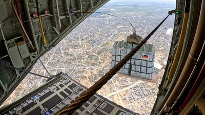 German Armed Forces drop relief supplies over the Gaza Strip. EPA