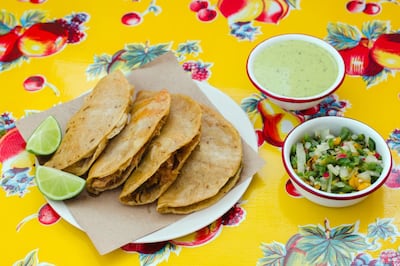 Sample tacos at Orinoco. Alamy