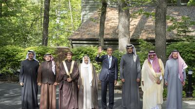 Leaders gather at the Gulf Cooperation Council Summit at Camp David in May. (Sharina Lootah / Crown Prince Court - Abu Dhabi)