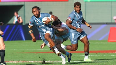 UAE Shaheen's Sakiusa Naisau in action during their Gulf Men's League final win over against Pegler Dragons at the Emirates Dubai Sevens on December 1, 2024. All images by Victor Besa / The National