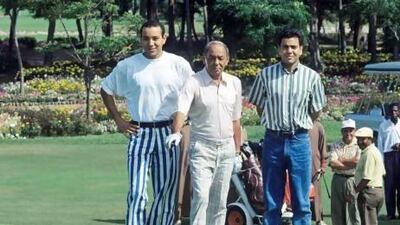 A 1992 file shot of Morocco's King Hassan, centre, with his sons - the current ruler King Mohammed VI, left, and Prince Moulay Rachid. Getty Images