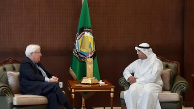 Griffiths met earlier today in Riyadh with GCC new Secretary General Nayef Al Hajraf to discuss the situation in Yemen. He thanked him for the consistent collaboration and support by the Gulf Cooperation Council. Courtesy UN Special Envoy for Yemen Twitter