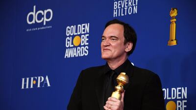 Quentin Tarantino poses with the award for for Best Screenplay - Motion Picture for 'Once Upon A Time in Hollywood' during the 77th annual Golden Globe Awards on January 5, 2020, at The Beverly Hilton hotel in Beverly Hills, California. EPA
