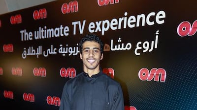 Comedian Omar Hussein on the OSN red carpet event at Dubai’s Jumeirah Zabeel Saray Hotel. Victor Besa for The National