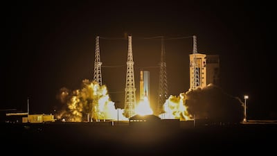 The Zafar satellite, Persian for Victory, being launched from the Imam Khomeini Spaceport. AFP