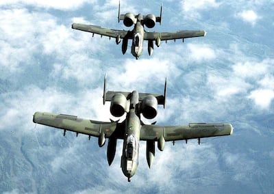 A pair of US Air Force tank busting A-10A Thunderbolt II jets. Reuters
