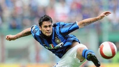 Luis Jimenez in action for Inter Milan in 2008. The Chilean midifleder his currently with his national team preparing for next month's Copa America.