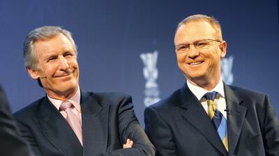 Billy McNeill and Alex McLeish attend the draw for the Uefa Cup at the City Halls March 16, 2007, in Glasgow, Scotland. Getty Images