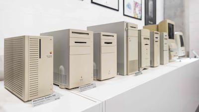 Computers from various generations on display at an Apple Museum in Warsaw. AFP