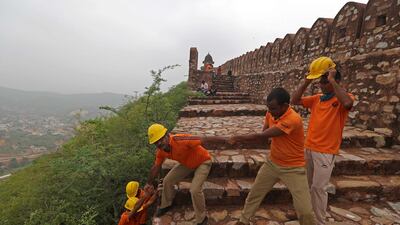 A search operation at the Amer Fort after 11 died in lightning strikes.