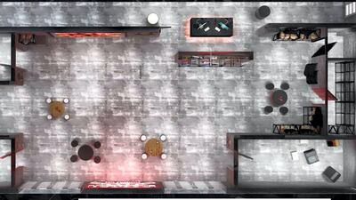 A close-up rendering of the Smash Room layout at Last Exit