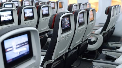 Air Canada’s Boeing 787 Dreamliner economy section. The carrier launched new services to Geneva, Brussels, Athens, Barcelona, Istanbul, Nice, Lisbon, Edinburgh, Manchester, Milan and Rio, part of an expansion it has been rolling out over the last year. Aaron Harris / Reuters