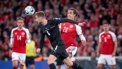 Austria's Stefan Posch in action with Denmark's Yussuf Poulsen. Reuters