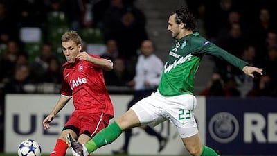 Hugo Almeida of Portugal, right, who is a free agent after turning down Turkish club Beisktas’ offer for an extension, arrived in Dubai on Friday night and had his medicals Saturday. (AP Photo/Frank Augstein)
