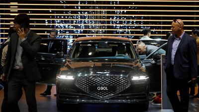 A Genesis G90L sedan is seen during the show. REUTERS/Kim Hong-Ji
