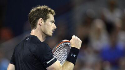 Andy Murray reacts during his semi-final victory against Kei Nishikori on Saturday at the Montreal Masters tournament in Canada. Paul Chiasson / The Canadian Press / AP / August 15, 2015