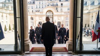 Parisian Firefighters' brigade arrives at Elysee Palace to attend a speech of the French President Emmanuel Macron, to pay tribute to the firemen who took part at the fire extinguishing's operations during the Notre Dame of Paris Cathedral fire, in Paris, France, 18 April 2019. A fire of which cause is still not established, ravaged Notre Dame of Paris Cathedral, one of the most visited monuments of the French capital, on 15 April. EPA