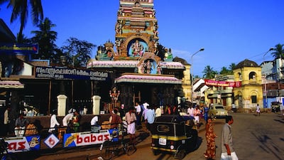 Mahatma Gandhi Road in the thriving city centre of Thiruvananthapuram in Kerala, India, is home to temples, hotels and shops. Getty Images