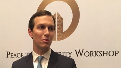 Jared Kushner, President Donald Trump's son-in-law and adviser, speaks to reporters as he closes the much-criticised, US-sponsored Middle East economic conference in Bahrain. AFP