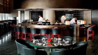 The open kitchen at Armani/Hashi in Burj Khalifa, Dubai. Courtesy Armani