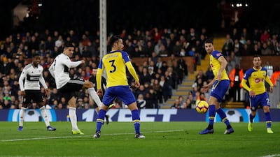 Aleksandar Mitrovic glances in a header against Southampton. Reuters