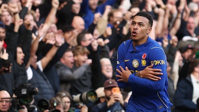 Chelsea's Morgan Rogers celebrates scoring the first goal. Reuters
