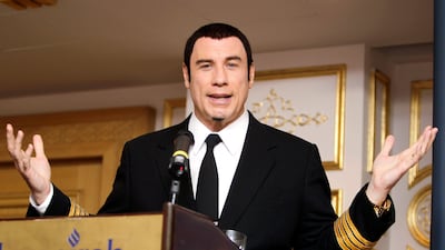 American actor John Travolta at the press conference in Dubai. (AP Photo/Kamran Jebr)