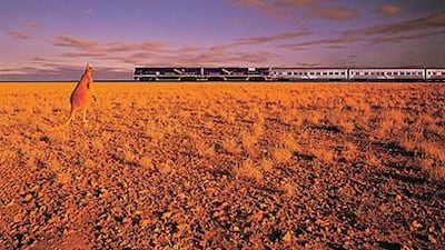 The Indian Pacific crosses the Nullabor Plain on the world's longest stretch of railway track, on its way from Adelaide to Perth.