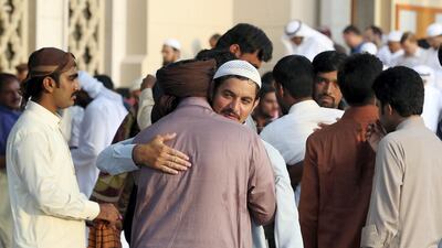 Seasons greetings outside Jumeirah Mosque. Pawan Singh/The National