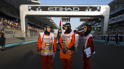 On the grid ahead of the Formula One Etihad Airways Abu Dhabi Grand Prix Yas Marina Circuit in Abu Dhabi. Christopher Pike / The National