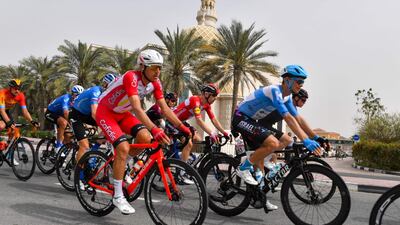 Cyclists during stage four of the UAE Tour. AFP