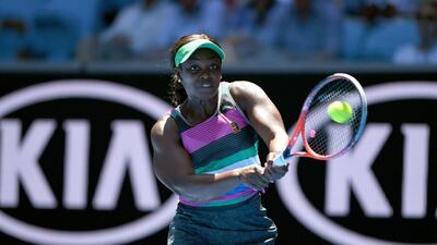 Sloane Stephens of the United States in action against Taylor Townsend of the United States during their women's singles round one match of the Australian Open tennis tournament in Melbourne, Australia. EPA