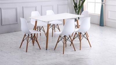This Darwin dining table and chairs set from Home Box is now Dh1,099. Photo: Home Box