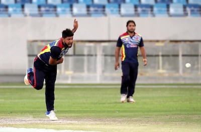 UAE fast bowler Mohammed Naveed, left, will be seen in action during the Afghanistan Premier League Twenty20 competition. Pawan Singh / The National