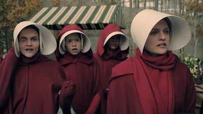 The television adaption of 'The Handmaid's Tale' stars Elisabeth Moss (right). Courtesy MGM Television