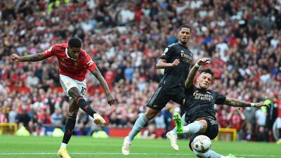Marcus Rashford 8: Beautifully timed ball to set up Antony for United’s opening goal. Then put United back in front after 65, sprinting onto a Fernandes pass and finishing in front of the Stretford End. Quality moment, as was his second for the third goal. Left the field with Stretford End singing his name. EPA