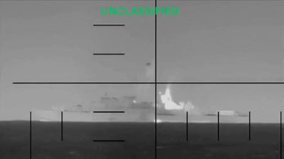 A screengrab showing the moment the US hit the Iranian ship IRIS Dena near Sri Lanka. Reuters