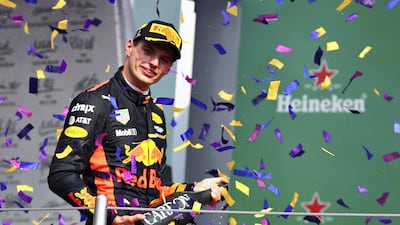 Race winner Max Verstappen of Netherlands and Red Bull Racing celebrates on the podium during the Formula One Grand Prix of Mexico at Autodromo Hermanos Rodriguez on October 29, 2017 in Mexico City, Mexico. AFP
