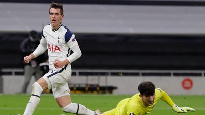 Tottenham's Giovani Lo Celso watches his shot head for the net to make it 2-0. AP