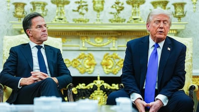US President Donald Trump meets Nato Secretary General Mark Rutte in the Oval Office of the White House in Washington. EPA