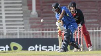 Essex's Vikram Chopra bats during the ProArch Trophy, an established event for English counties at the Sharjah Stadium.